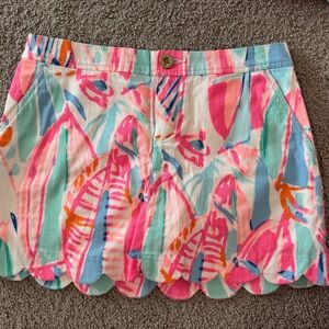 Colorful Scalloped Hem Skort